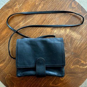 RPS Black Leather Cross Body Purse